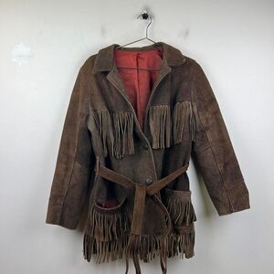 Vintage 1960s Genuine Suede Leather Fringe Western Jacket Size M